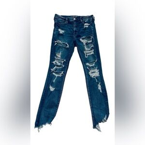 American Eagle Mid Rise Jeggings  Womens 10 Destroyed Shredded Grunge Rocker